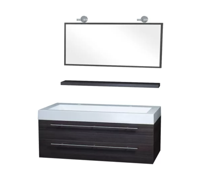 Differnz Force badkamermeubel 125cm 2 kraangaten grijs eiken met spiegel, planchet en verlichting