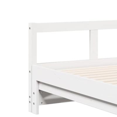 Slaapbank met onderschuifbed en matras 80x200 cm grenenhout wit Slaapbank met onderschuifbed en matras 80x200 cm grenenhout wit