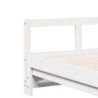 Slaapbank met onderschuifbed en matras 80x200 cm grenenhout wit - thumbnail