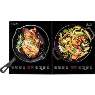 Nedis KAIP124CBK2 Inductiekookplaat Kookzones: 2 3500 W Oververhittingsbeveiliging Zwart Tijdschakelaar Turbo-actie Kinderslot