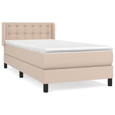 Boxspring met matras kunstleer cappuccinokleurig 80x200 cm - thumbnail