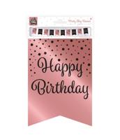 Vlaggetjesslinger roze/zwart - Birthday - thumbnail