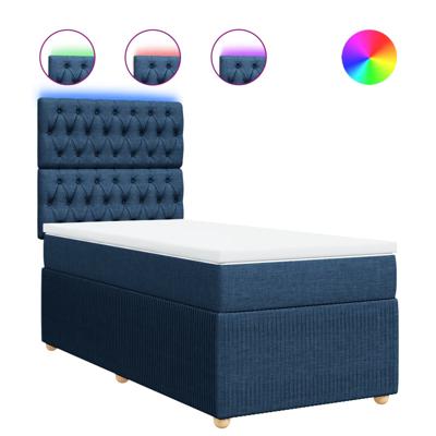 Boxspring met matras stof blauw 100x200 cm