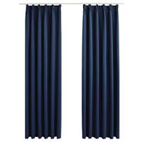 VidaXL Gordijnen verduisterend met haken 2 st 140x225 cm blauw - thumbnail