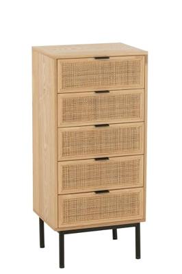 J-Line kast 5 Lades - hout|metaal - naturel|zwart