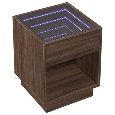 Salontafel met Infinity LED 40x40x50 cm bruin eikenkleurig