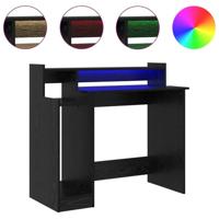 Bureau met plank Zwart eiken 97 x 45 x 90 cm Bewerkt hout - thumbnail