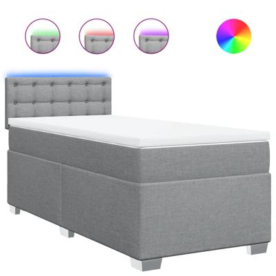 Boxspring met matras stof lichtgrijs 140x190 cm - thumbnail
