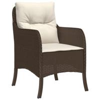 Tuinstoelen 2 st met kussens poly rattan bruin - thumbnail