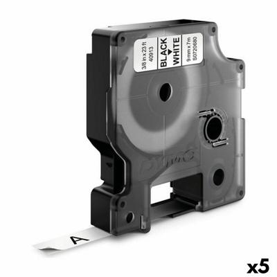 Labeltape dymo labelmanager d1 polyester 9mm wit | 5 stuks