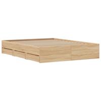 Bedframe met lades bewerkt hout sonoma eikenkleurig 150x200 cm - thumbnail