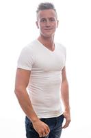 Slater Stretch T-Shirt V-Neck White Two Pack (art 6600) - thumbnail