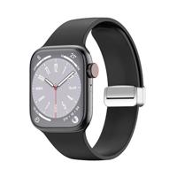 By Qubix - Siliconen bandje - Folding Buckle - Zwart - Compatible met Apple Watch 38mm / 40mm / 41mm / 42mm - Compatible Apple watch bandjes - thumbnail