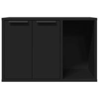 Kattenbakkast 60x40x40 cm bewerkt hout zwart - thumbnail