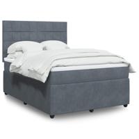 Boxspring met matras fluweel donkergrijs 160x200 cm - thumbnail