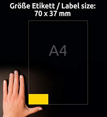 Avery gekleurde universele etiketten ft 70 x 37 mm (b x h), 2400 stuks, geel Avery gekleurde universele etiketten ft 70 x 37 mm (b x h), 2400 stuks, geel