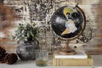 Clayre & Eef Wereldbol 22x33 cm Zwart Hout Ijzer Globe - thumbnail