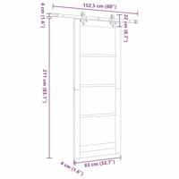 Schuifdeur met Hardware Set - 83x211 cm - Massief Vurenhout - thumbnail