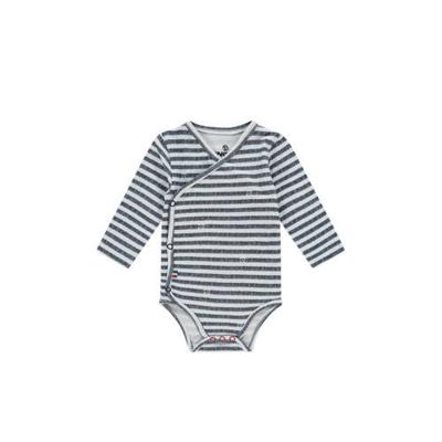 Vingino newborn baby gestreepte romper Perry met overslag donkerblauw/wit Vingino newborn baby gestreepte romper Perry met overslag donkerblauw/wit