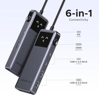 UGREEN CM888 6-in-1 USB-C dockingstation USB-C Power Delivery, Geïntegreerd display - thumbnail