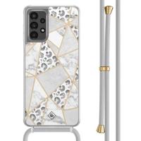 Samsung Galaxy A13 4G hoesje met grijs koord - Stone & leopard - thumbnail