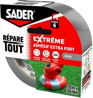 Extra sterke lijm - SADER - Extreem universele reparatielijm - Grijs - Binnen & Buiten - Alle ondergronden - Gemakkelijk te snijden - 20 m x 50 mm