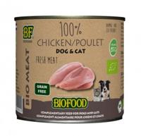 BF Petfood Biofood Organic 100% kippenvlees natvoer hond & kat (blik 200g) 12 x 200 g - thumbnail