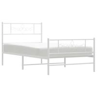 Bedframe met hoofd- en voeteneinde metaal wit 90x200 cm - thumbnail