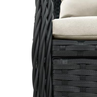 7-delige Tuinset met kussens poly rattan zwart 7-delige Tuinset met kussens poly rattan zwart