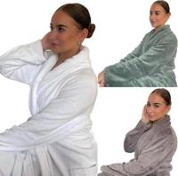 Olijfgroene badjas fleece - unisex-xl/xxl - thumbnail