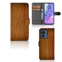 Motorola Edge 40 | Book Style Case | Donker Hout - thumbnail