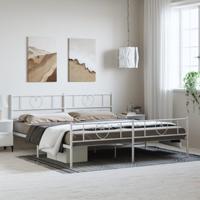 Bedframe met hoofd- en voeteneinde metaal wit 183x213 cm - thumbnail