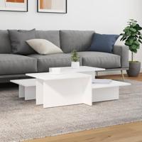 Salontafels 2 st bewerkt hout wit - thumbnail