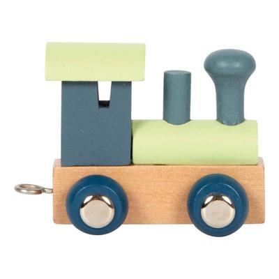 Small Foot - houten lettertrein polar - locomotief blauw groen - 12 stuks