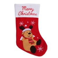 Kerstversiering Kerstsokken Merry Christmas Met Rendier 45 Cm - Kerstsokken - thumbnail