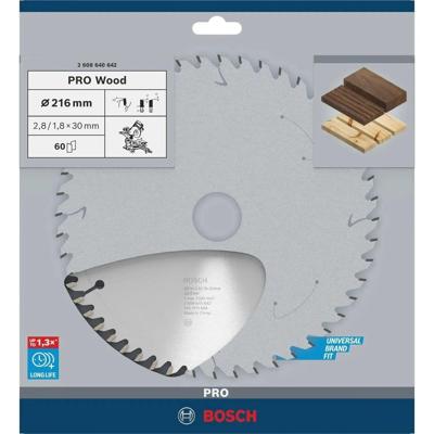 Bosch Professional Cirkelzaagblad PRO Wood | Ø 216 x 2,8 x 30mm 60T - 2608640642