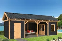 Tuindeco | Overkapping Hamar L | Type 12 | Zwarte Wanden - thumbnail