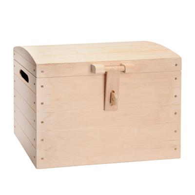 Blank houten speelgoedkist met bol deksel - Middel Blank houten speelgoedkist met bol deksel - Middel