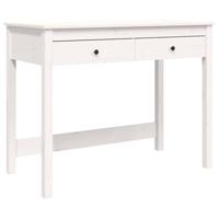 Bureau met lades 100x50x78 cm massief grenenhout wit - thumbnail
