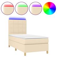 Boxspring met matras en LED stof crèmekleurig 80x200 cm - thumbnail