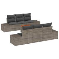 Tuinbankenset met kussen 7 pcs Grijs poly rattan - thumbnail