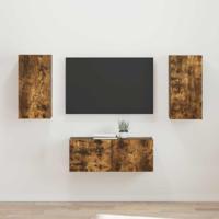 Tv-meubelset Wandgemonteerd 2 pcs Gerookt eiken Bewerkt hout - thumbnail