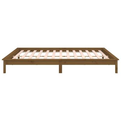 Bedframe LED massief hout honingbruin 140x190 cm - thumbnail
