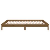 Bedframe LED massief hout honingbruin 140x190 cm - thumbnail