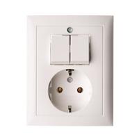 Berker S1 combinatie serieschakelaar/wandcontactdoos RA wit - thumbnail