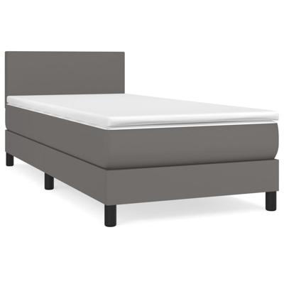 Boxspring met matras kunstleer grijs 160x200 cm - thumbnail