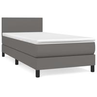 Boxspring met matras kunstleer grijs 120x190 cm - thumbnail