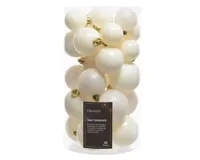 Decoris kerstballen set Plastic 30st wolwit 4-5-6cm - thumbnail