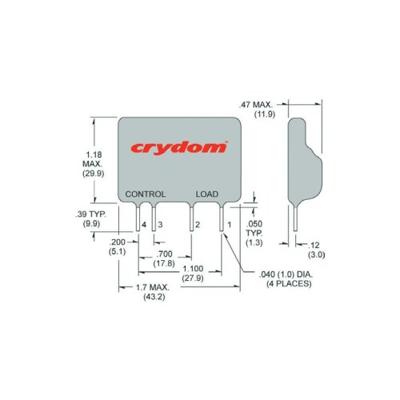 Crydom Halfgeleiderrelais D2W202F 2 A Schakelspanning (max.): 280 V/AC Schakelend bij overbelasting 1 stuk(s)
