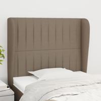 Hoofdbord met randen 103x23x118/128 cm stof taupe - thumbnail